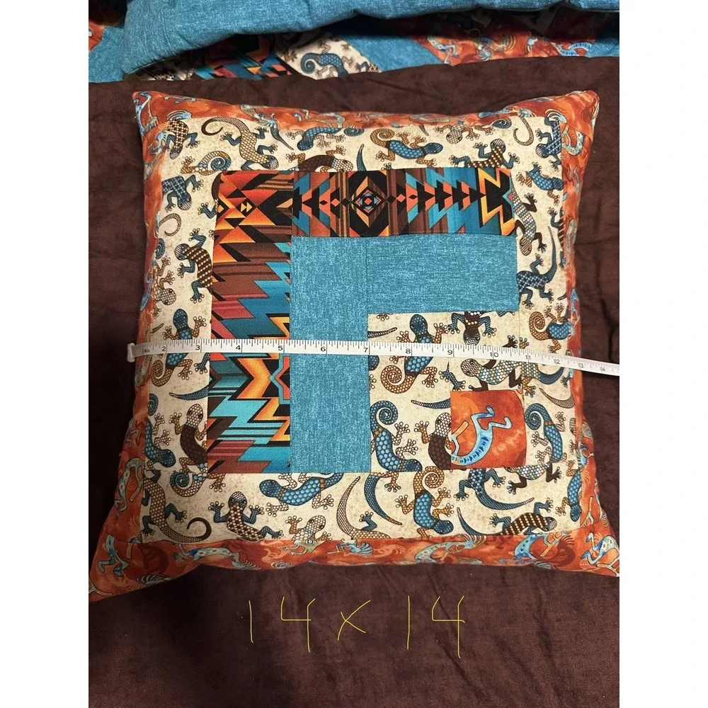 Handmade King Size Quit Southwest Style With Kokopelli, Pillows And Shams